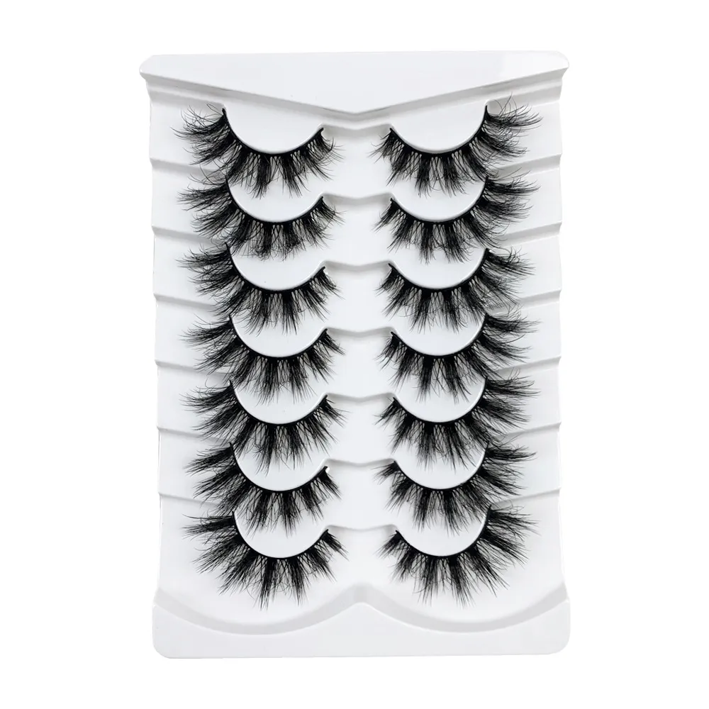 7 Pairs 3D Volume Strip Lashes – Fluffy Wispy Natural Look False Eyelashes, Volumizing & Curling Faux Mink Eye Lashes, Reusable